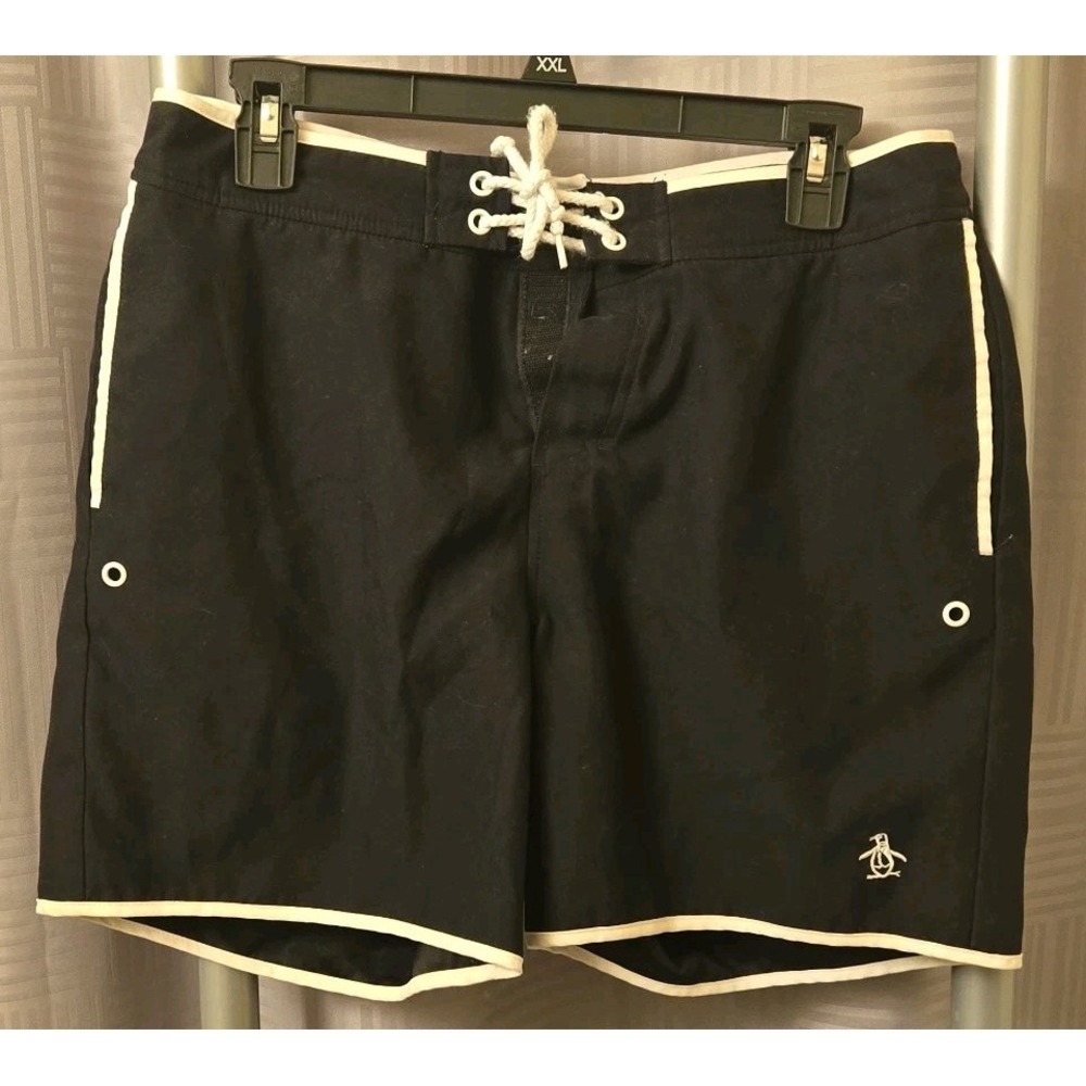 Penguin By Munsing Wear Swim Trunk Adult 31 Black 6" Inseam Mesh Lining